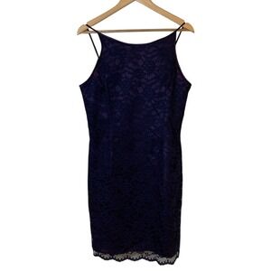 Vtg Scott McClintock Elegant Purple Lace Slip Dress Size Small Special Occasion